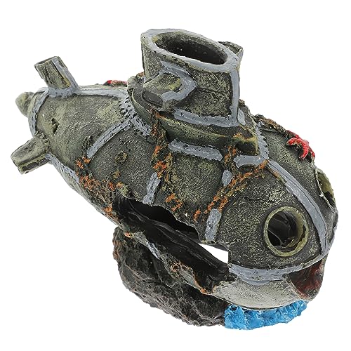 HEMOTON Resin Aquarium Deko Schiffswrack Unterwasserlandschaft Fischversteck Submarine Fish Habitat Dekoration Farbecht Langlebig Umweltfreundlich für Fischbecken Wohnzimmer Büro von HEMOTON