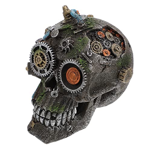HEMOTON Resin Aquarium Dekoration Mechanischer Schädel Ornament Kreative Skulptur Langlebig Fischbecken Deko für Aquarien Lebendige Unterwasserwelt von HEMOTON