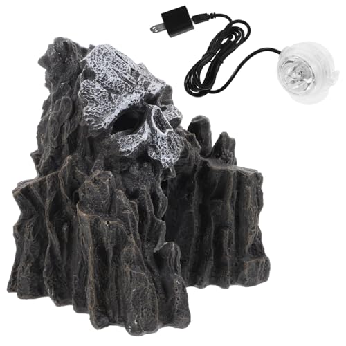 HEMOTON Resin Aquarium Höhle Ornament mit Lampe Sichere Fischaquarium Versteckdeko Lebensechte Skull Cave aus Kunstharz Einfach zu Positionieren für Garnelen und Kleine Fische von HEMOTON