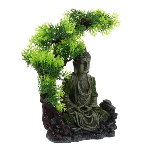 HEMOTON Resin Landschaft Buddha Statue Aquarium Deko Ornament Fischbecken Zen Figur für Süß und Meerwasser Stabile Bodendekoration für Versteck und Spiel im Aquarium von HEMOTON