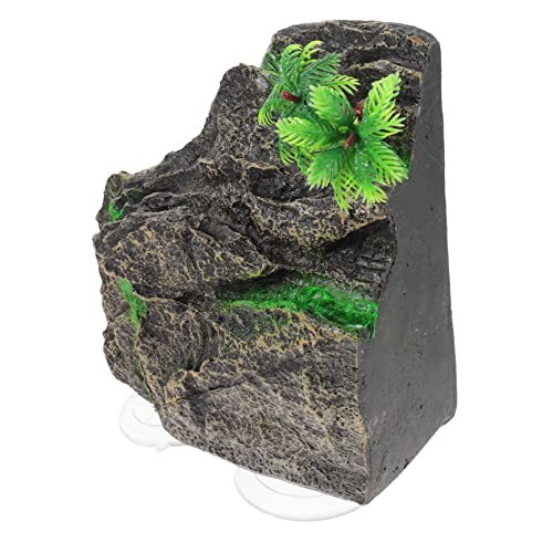 HEMOTON Resin Schildkrötenplattform Basking Rock als Aquarium Deko mit Höhle und Kletterrampe Multifunktionales Terrarienzubehör für Reptilien und Fische Robust und Farbecht von HEMOTON