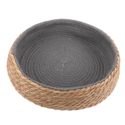 HEMOTON Rundes Natürliches Rattan Haustierbett Atmungsaktives Strapazierfähiges Katzen und Hundeschlafnest Kratzfestes Weidenkorb Medium für Drinnen und Draußen Dekoratives Schlafmöbel für von HEMOTON