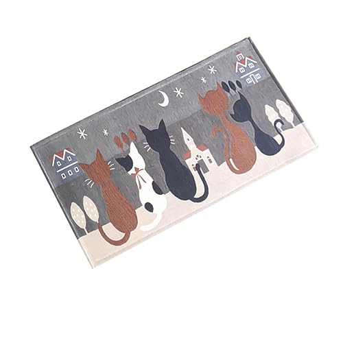 HEMOTON Saugfähige rutschfeste Bodenmatte Katzentür Hallo Türmatte im Freien Süße Katze Fußmatten Fußmatte innen Türmatten innen Muster Fußmatte Cartoon-Bodenmatte dünne Fußmatte Kat Grau von HEMOTON