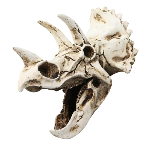 HEMOTON Schädel Aquarium Dekoration aus Resin Triceratops Ornament für Aquarien und Terrarien Versteck für Garnelen und Fische Kreative Gestaltung von HEMOTON
