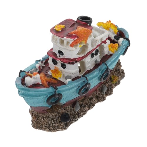 HEMOTON Schiffswrack Ornamente Boot Aquariumdekor Piratenschiff- exquisites Aquarium Schiffswrack Fischtankbehörde Fischversteck für Aquarien Aquarium schwimmende Dekoration Harz von HEMOTON