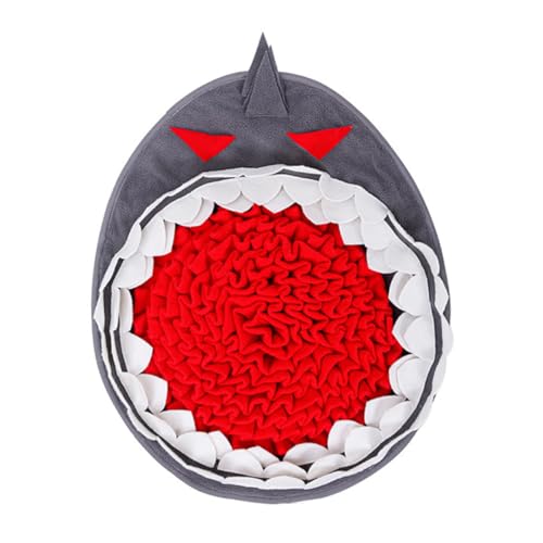 HEMOTON Schnüffelmatte für Haustiere Kreative Haifischform Stressabbauende Yoga Matte für Hunde und Katzen Rutschfestes Design aus Strapazierfähigem Fleece und Filz für Schnüffeltraining von HEMOTON