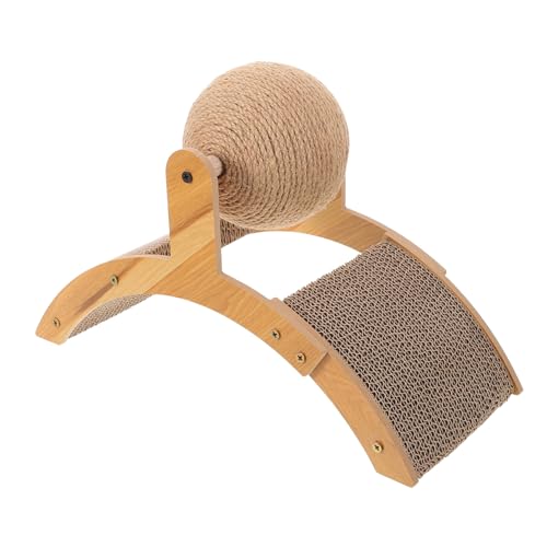 HEMOTON Sisal Katzenkratzball Interaktives mit Kratzfestem Holzrahmen Dreidimensionalem Spielkreisel und Drehbarem Ball für Katzen im Innenbereich für Aktives Spiel und Beschäftigung von HEMOTON