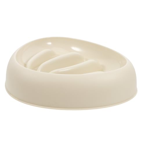 HEMOTON Slow-Food-Napf für Hunde rutschfeste schüssel Slow Feeder Napf für Katzen Langsamer Futternapf für Katzen hundenäpfe aus Kunststoff Puzzle Hundenapf Langsamfresser Katze pp Beige von HEMOTON