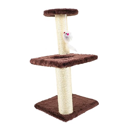 HEMOTON Stabiler Dreischichtiger Kratzbaum aus Sisal Kratzfester Katzen Spielplatz für Drinnen Strapazierfähiger Katzenspielkratzbaum Geeignet als Kratzmatte und Kratzbrett für Katzen von HEMOTON