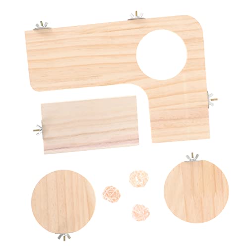 HEMOTON Teiliges Hamster Kletterbrett Set aus Stabilem Naturholz Multifunktionales Spring und Stehbrett für Kleintierkäfige Erhöht Bewegungsfläche für Hamster Meerschweinchen Chinchillas von HEMOTON
