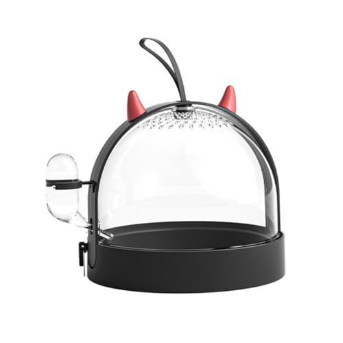 HEMOTON Tragbarer Hamsterkäfig mit Lüftung Kleiner Outdoor Kleintier Transportkäfig Stabiler Atmungsaktiver Käfig mit Einzigartigem Teufelshorn Design für Reisen und Camping von HEMOTON