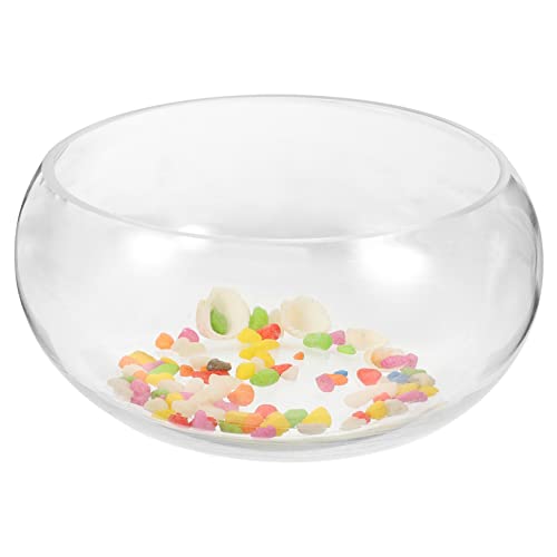 HEMOTON Transparente Runde Fischglas Dekoschale mit Aquarium Deko und Farbigen Stabiles Dekorativer Desktop Fischschale für Hydroponik und Wohnraumgestaltung von HEMOTON