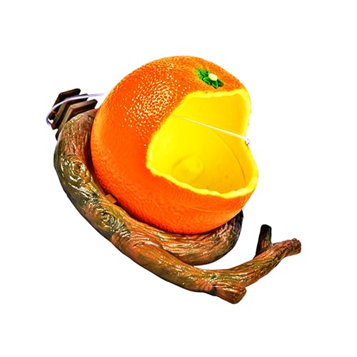 HEMOTON Vogelfutterspender aus Kunststoff mit Flachem Boden und Baumstamm Design für Papageienkäfige Langlebig und Leicht zu Reinigen Orange von HEMOTON