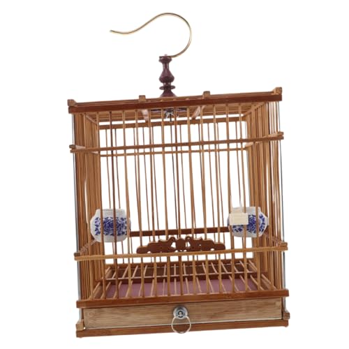HEMOTON Holz Vogelkäfig Mit Haken Und Tablett Kleiner Käfig Für Kleine Vögel Und Haustiere Rechteckiges Holzhaus Für Singvögel Und Stieglitze Innen Und Außenbereich Geeignet von HEMOTON