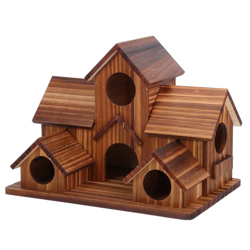 HEMOTON Vogelnest-Ornamente Aus Holz Papageienspielplatz Intelligenter Vogelhäuschen Vogel Stehen Kolibri-vogelhaus Sittich Nest Vogelhäuschen Für Wildvögel Vogelhütte Hölzern Coffee von HEMOTON