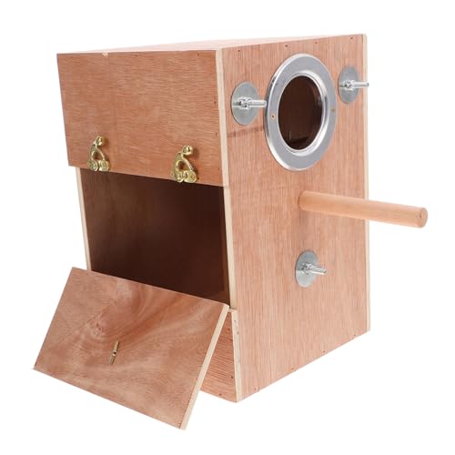 HEMOTON Vogelzuchtkasten aus Holz für Papageien Nistbox für Wellensittiche und Nymphensittiche Wetterfest Leicht zu Reinigen für Zucht und Haltung Schublade von HEMOTON