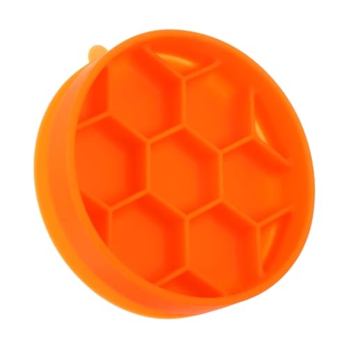 HEMOTON Wabenförmiger Slow Food Napf Für Hunde Matte Fressnapf Rassenfutter Haustier Hundenäpfe Streu Interaktiver Automatischer Napf Puzzle Spender Mikrochip Sauger Orange von HEMOTON