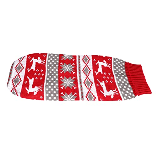 HEMOTON Weihnachtlicher Hundepullover Rot Gestrickt Warmer Hochkragen Hundepullover für Kleine Hunde Leichtes Winterkostüm Haustierpullover Komfortabel und Festlich von HEMOTON