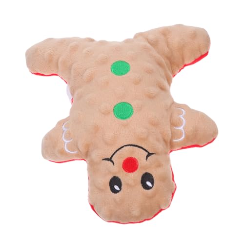 HEMOTON Weihnachtlicher Hundespielzeug Plüsch Lebkuchenmann Squeaky Kauspielzeug für Kleine und Mittlere Welpen Robustes Kuscheliges Interaktives Haustierspielzeug als Festlicher Goody Bag von HEMOTON