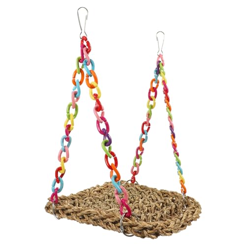 HEMOTON Hängendes Papageien Spielzeug Aus Holz Kletter Spielzeug Für Vögel 18x18cm Für Wellensittiche Und Nymphensittiche Mit Schaukel Und Kauspielzeug Für Vogelkäfige von HEMOTON