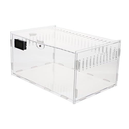Transparente Reptilienbox Multifunktionaler Schlangenkäfig für Gecko Schlange Temperatur und Feuchtigkeitsmesser für Haustiere von HEMOTON