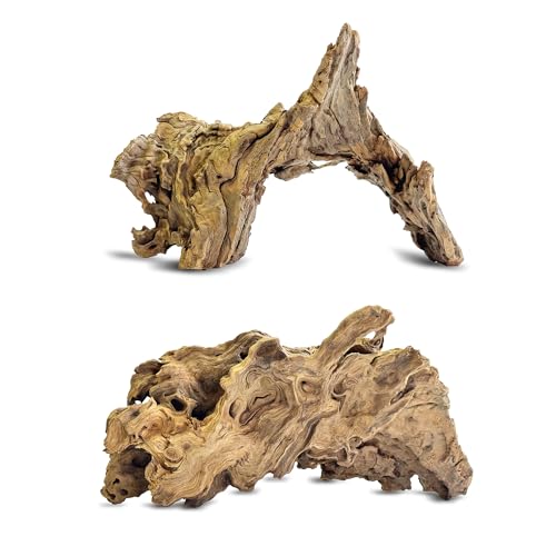HEMYIS Natürliches Treibholz für Aquarium-Dekoration, Reptilien-Lebensraum und Heimdekoration, natürlich einzigartige Formen, verwittertes Holz, einfach zu verwenden (M (25,4 - 30,5 cm, 0,9 - 1 kg), 2 von HEMYIS