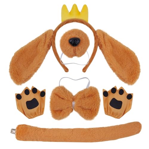 Hundehaar-Set, Hundeohren, Stirnband, Plüschschwanz, falsche Nase, Tiere, Cosplay-Kostüm-Set für Halloween, Cosplay, Party Hundehaar-Set, Hundeohren, Stirnband, Plüschschwanz, falsche Nase, Tiere, Cosplay-Kostüm-Set für Halloween, Cosplay, Party von HENANX