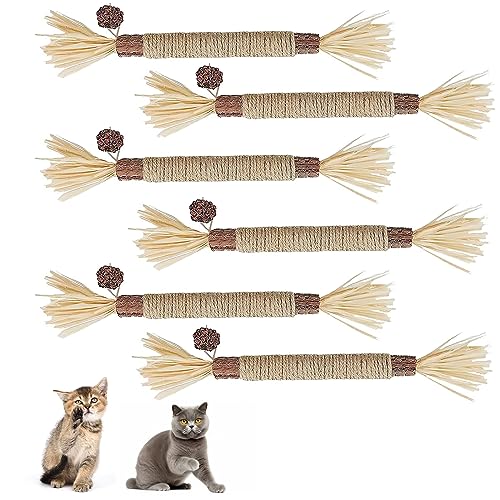 HENGBIRD 6 Stück Katzenminze Sticks, Kausticks für Katzen, Katzenminze Sticks Bio, Katzensticks Zur Zahnreinigung, Katzen Zahnpflege Spielzeug, für Katzen Zahnpflege & gegen Mundgeruch von HENGBIRD