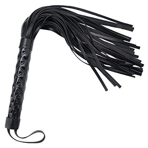 HENGBIRD Leder Reitgerte mit Fransen Schwarze 460mm/18,1 Zoll Peitsche Pferd Pferdepeitsche Gerte Pferd Leder Flogger für Tägliche Training Cosplay Spiele Pferd Springen Rennen von HENGBIRD