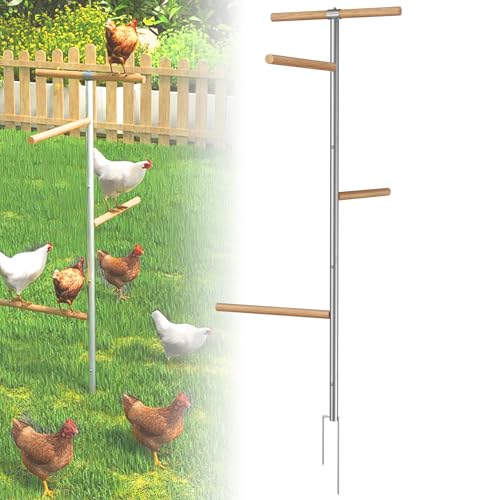 HENGMEI Hühnerständer Große Sitzstange für Hühner Hühnerstock Hühner Kletterturm Hühnerleiter für Lauf Hühnerstange Schaukelspielzeug für Hinterhofgeflügel Vogelständer, 120x40cm von HENGMEI