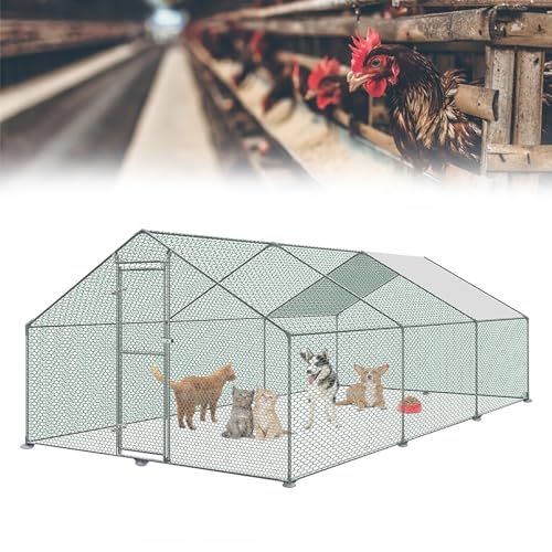 HENGMEI Hühnerstall 3x6x2m Freilaufgehege Käfige Kleintierstall Verzinkter Stahl Hühnerkäfig mit PE Dach Außen Freigehege mit Schloss Geflügelstall HENGMEI Hühnerstall 3x6x2m Freilaufgehege Käfige Kleintierstall Verzinkter Stahl Hühnerkäfig mit PE Dach Außen Freigehege mit Schloss Geflügelstall von HENGMEI