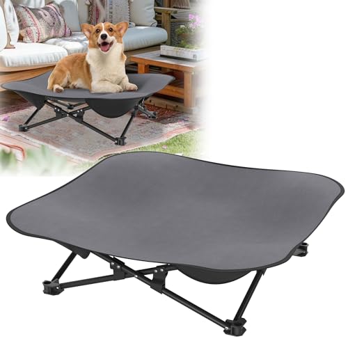 HENGMEI Hundebett Hundeliege Erhöhtes Hundehütte Haustierbett Haustierliege mit Eisenrahmen Katzenbett Schlafplatz für Indoor Outdoor Hundesofa, 68x68x21cm von HENGMEI