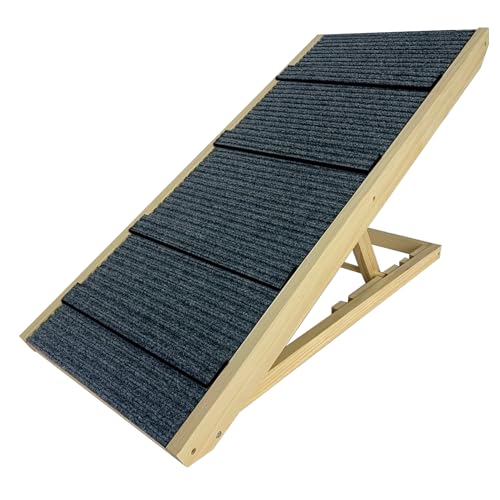 HENGMEI Hundetreppe, Holz Hunderampe, Klappbar Katzentreppe, rutschfeste Katzenleiter, Haustiertreppe für Kleine Hunde, Alte Katzen, 100x40x7cm von HENGMEI