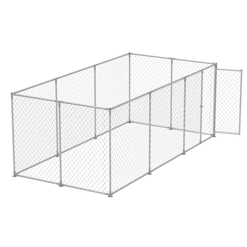 HENGMEI Hundezwinger Outdoor Hundehütte Zwinger Hundehaus Hundekäfig Tierlaufstall Freilaufgehege Tiergehege mit Schloss Kleintierestall (Rechteckig - 400x200x150cm ohne Dach) von HENGMEI