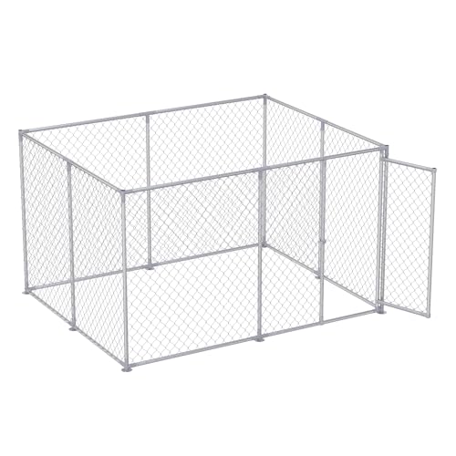 HENGMEI Hundezwinger mit Überdachung Outdoor Hundehütte Zwinger Hundehaus Hundekäfig Tierlaufstall Freilaufgehege Tiergehege mit Schloss Kleintierestall (Sechseckig - 280x250x165cm mit Dach) von HENGMEI