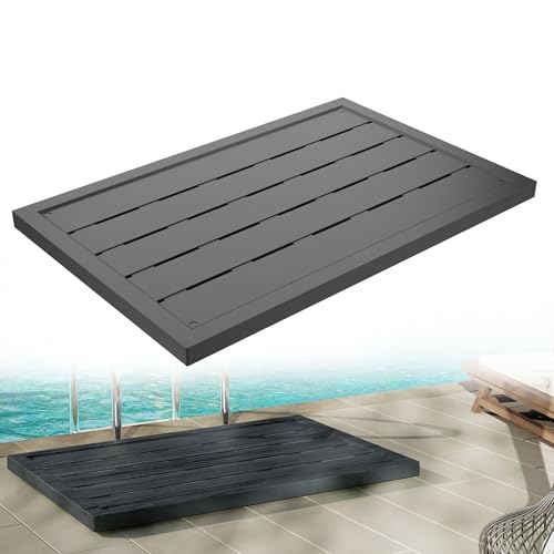 HENGMEI Kunststoff Bodenelement für Solardusche Gartendusche 1xBodenplatte Anti Rutsch Pads Bodendusche Aussendusche, 10x65x4cm, Anthrazit von HENGMEI