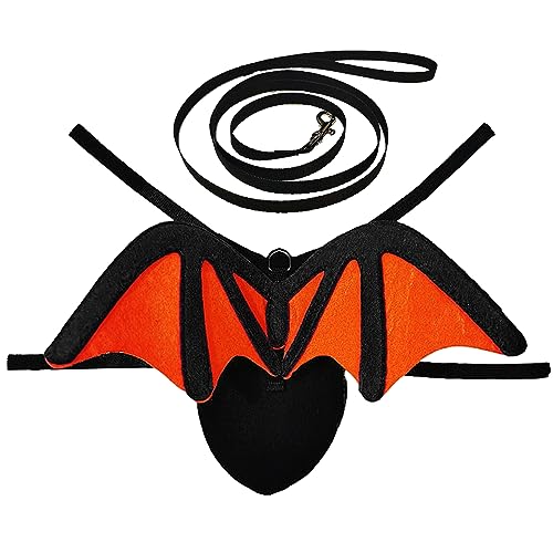 Fledermausflügel für Haustiere, Katzen, Halloween-Party-Dekoration, Halloween-Fledermausflügel, Haustierkostüme, niedliches Zubehör für Welpen, Katzen, Halloween-Party, Größe M (inklusive Leine) von HENJUSH