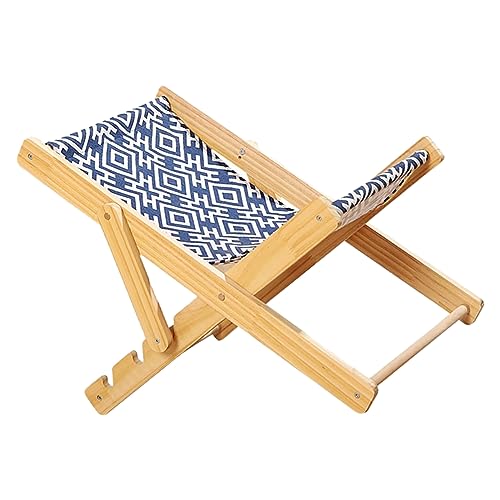 HENJUSH Katzen-Hängemattenbett, erhöhter Schlafstuhl, tragbares, verstellbares Haustierbett, Holz, kühlendes Outdoor-Bett für Kätzchen, Welpen, Kaninchen, Häschen und kleine (A) von HENJUSH