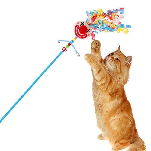 HEPVET Katzenspielzeug für Hauskatzen | Kitten Interactive Teaser Toys mit Langen Bändern - Tragbare Haustiere Interaktives Entspannungsspielzeug für Cattery, Haushaltskätzchen, das Spielzeug von HEPVET