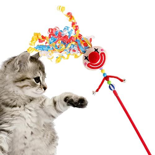HEPVET Katzenspielzeug für Hauskatzen | Pets Bells Teaser Zauberstab mit Langen Schnüren | Schönes Tier-Übungsspielzeug mit gefülltem Ball zum Entspannen und Entwickeln, Kätzchen-Spielzeug von HEPVET