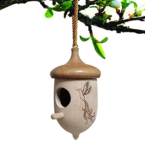 Hölzernes Kolibri-Haus - Holz-Vogelnest zum Aufhängen Mini-Dekoration | Vogelschaukelnest für drinnen und draußen, für Kolibrihütten, Gartendekoration Hepvet von HEPVET