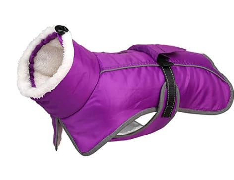 HEPYLAIFU hundemantel Winter Wintermäntel kleine Hunde warme wasserdichte Haustierjacke Chihuahua Bulldogge Teddy Corgi Dackel (Color : Purple, Size : 2XL) von HEPYLAIFU