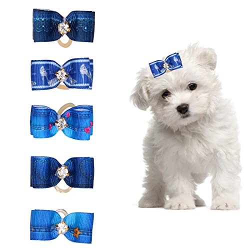 24 Stück Hundehaar Schleifen für kleine Hunde Haar Accessoires Welpen Haar Schleifen, Niedliche Pet Bowknot Haarschleifen mit Gummibändern für Welpen Kleine Hunde Katze Kaninchen Pflegebögen von HERCHR