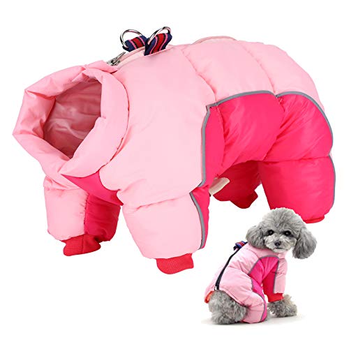 Hund Wintermantel, rosa warme wasserdichte Haustierkleidung mit Gurtloch für Mädchen Hunde Welpe Kleiner Hund mittlerer Hund(10) von HERCHR