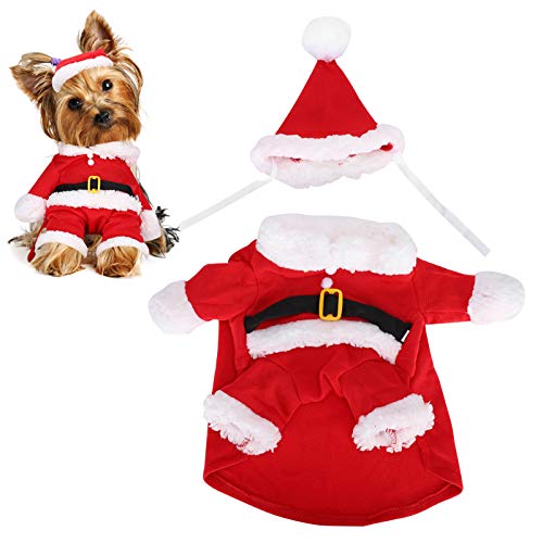 Santa Dog Kostüm, Hund Weihnachten Pyjama Katze Kostüme Pet Cosplay Outfits mit Hut für kleine Hunde Katzen[M] von HERCHR