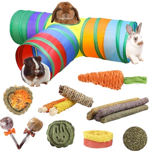 HERCOCCI Hasentunnel und Röhren, zusammenklappbarer Kaninchen-Versteck-Tunnel, für kleine Tiere, Aktivitätsspielzeug für Kaninchen, Hasen, Meerschweinchen, Frettchen, Kätzchen, Welpen von HERCOCCI