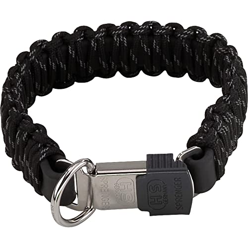 Sprenger Hundehalsband aus stabilem Paracord Nylon mit Edelstahl Clic Lock Verschluss I Wasserabweisende Halskette, reflektierend, langlebig 40 cm, schwarz von SPRENGER