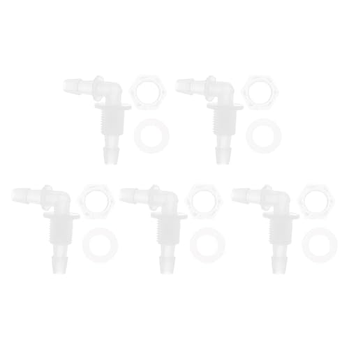 HEROFFIX 1 Set Aquarium Plastic Hose Barb Fitting 1/4" Hose ID Elbow Connectors Aquarium Tank Air Pump Hose Joints Clear PP von HEROFFIX