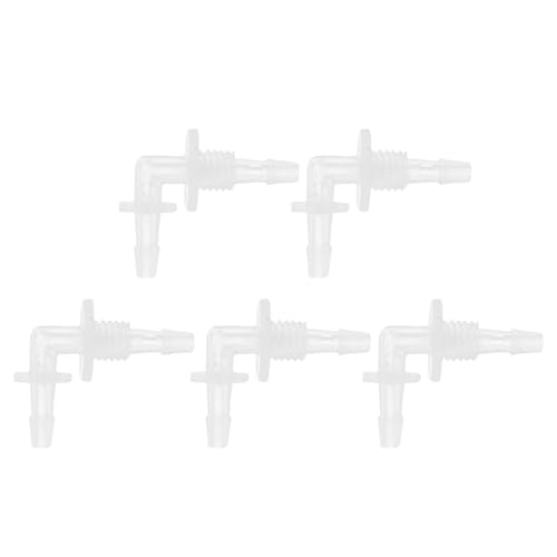 HEROFFIX 5 Stück Aquarium Kunststoff Schlauchstutzen 5/32" Schlauch ID M8 Gewinde Winkelverbinder Aquarium Tank Luft Pumpe Schlauchverbindungen Klar PP von HEROFFIX