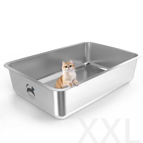 HEROYAL Edelstahl Katzenklo XXL, 60x40x15cm Katzentoilette Edelstahl, Rostfrei Katzenklo Offen Für Große und Kleine Katzen, Kaninchen, Auslaufsicherer, Antihaftbeschichtet, Leicht zu Reinigen HEROYAL Edelstahl Katzenklo XXL, 60x40x15cm Katzentoilette Edelstahl, Rostfrei Katzenklo Offen Für Große und Kleine Katzen, Kaninchen, Auslaufsicherer, Antihaftbeschichtet, Leicht zu Reinigen von HEROYAL